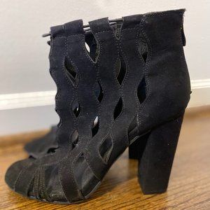 TORRID Black Cutout Tapered High Chunky Heel  SIZE 11W